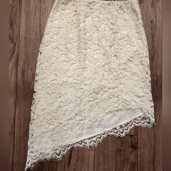 NBD x Revolve Only Yours Lace Mini Asymmetrical Dress Cream Size S - Picture 6 of 9